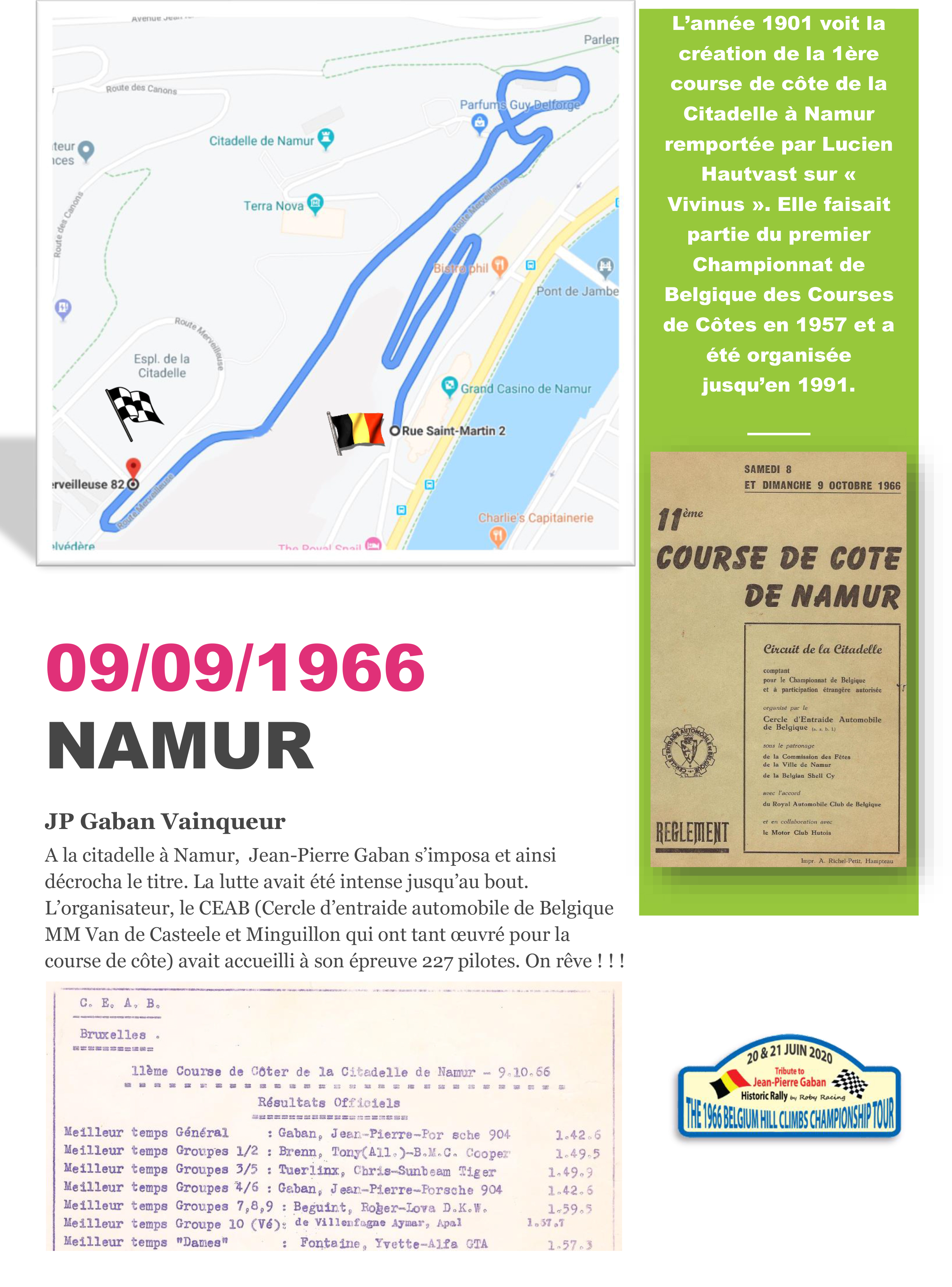 1 - Description de la course de côte de Namur