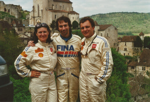 Tour auto 2001 - Paloma Picasso, son mari et Bernard à St-Cirq Lapopie